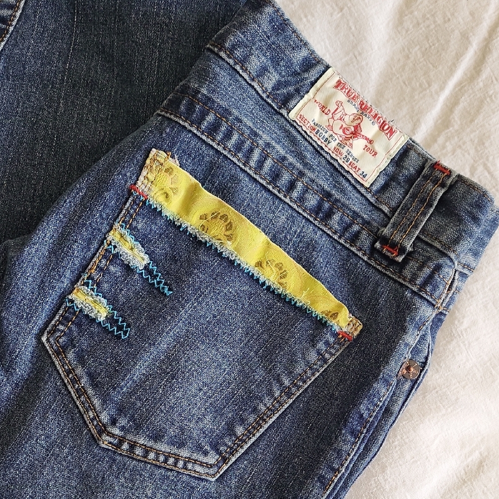 True Religion Denim with Yellow and Blue Stitching